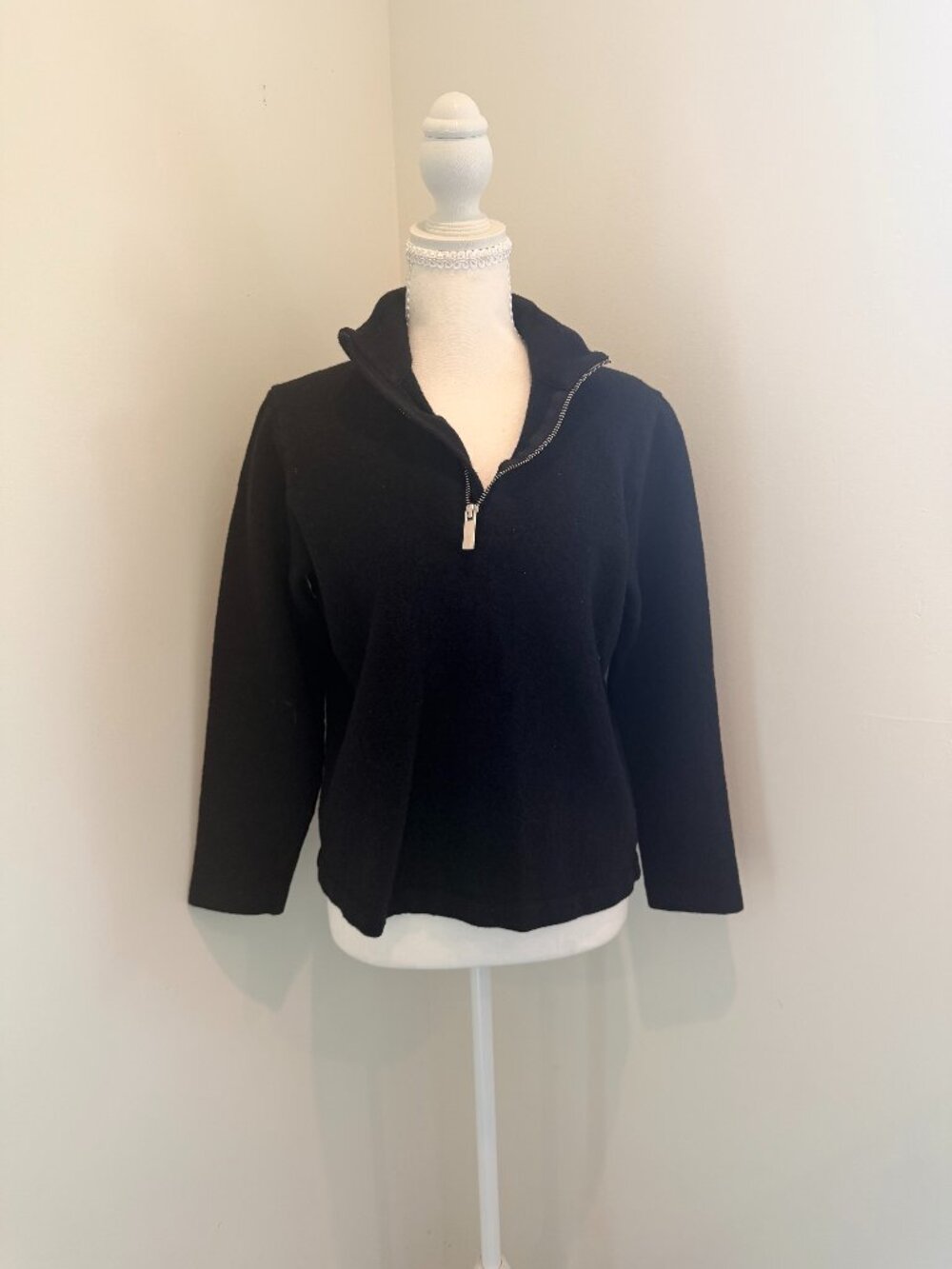COS Minimalist Funnel Neck Half-Zip Knitted Jumper - Black - Size M